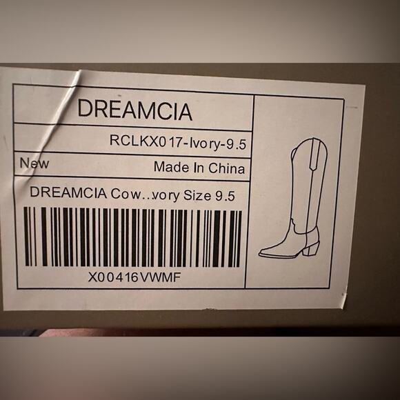 Dreamcia Women’s Wide Calf Cowboy Boots|Ivory Embroidery Design|Faux Leather|9.5 - Picture 14 of 16